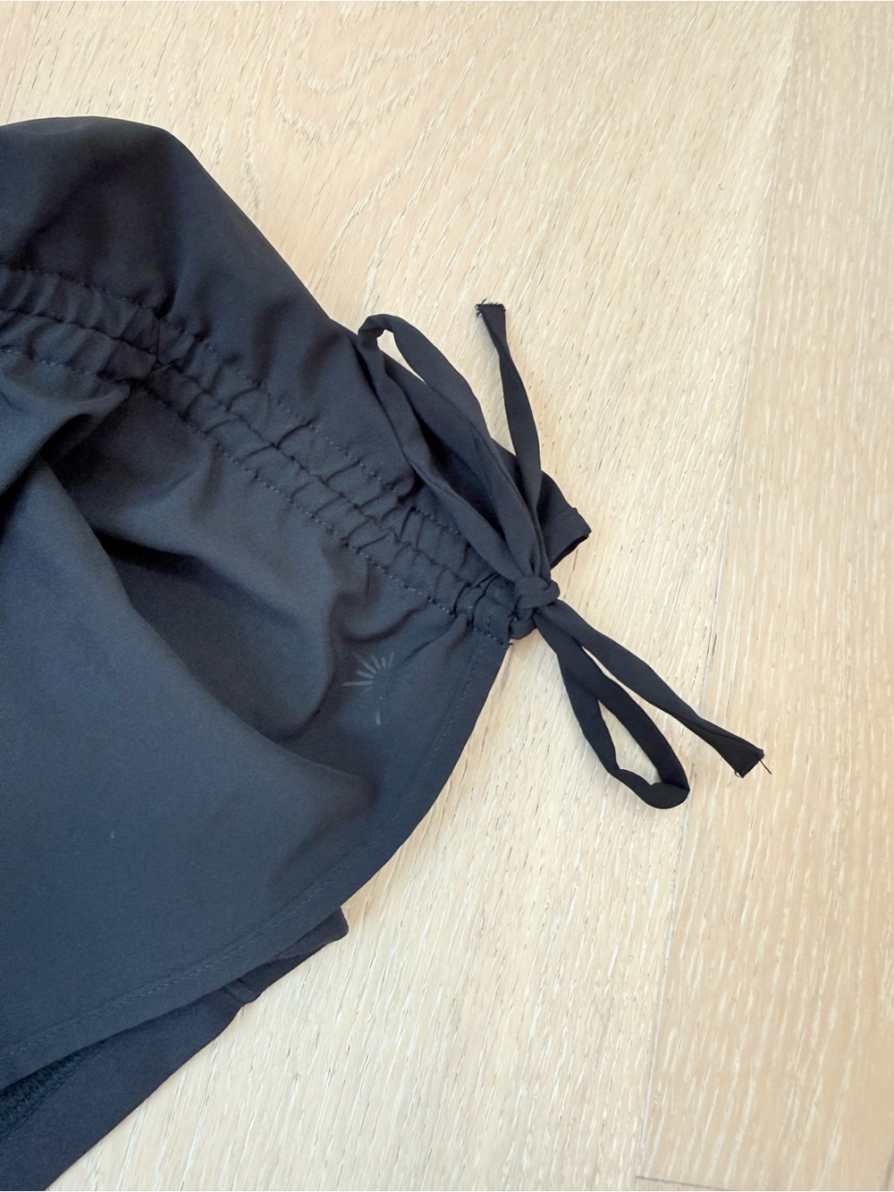 Women's Black Ruched Side Tie Active Shorts - Picture 3 of 4